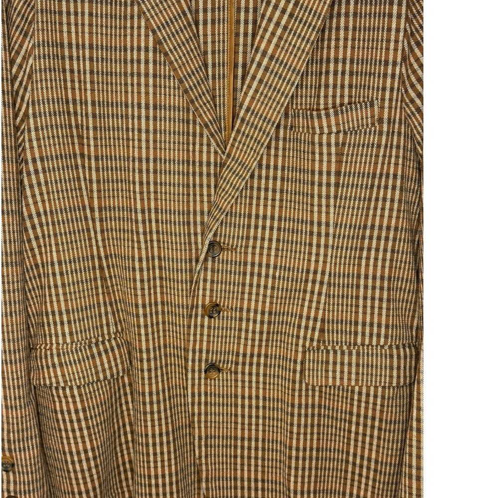 Rude Blazer Jacket Wns L Brown Plaid Elbow Patches Dark Academia Vintage Style - Picture 2 of 9